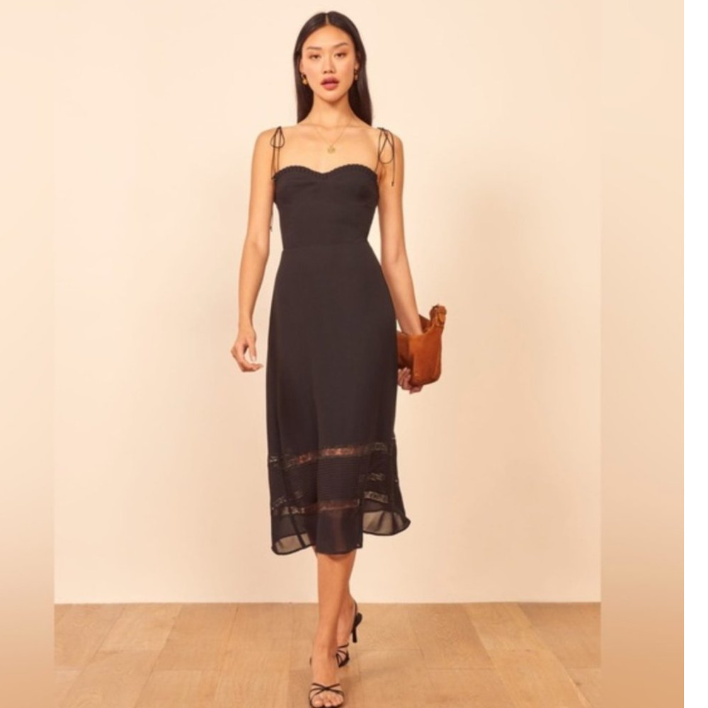 Reformation Ronan Dress Black Size 12 Strappy Sleeveless Midi